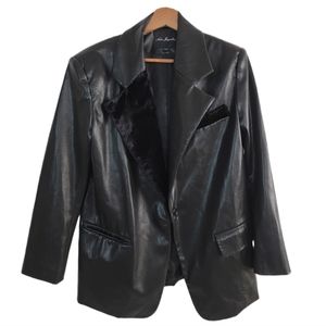 Nana Jacqueline Brooklyn Vegan Leather Jacket Blazer Black Size XS